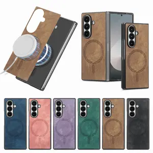 Compatible with Z Fold7/Z Fold6/Z Fold5/Z Fold4 /Z Fold3  Foldable screen phone case pu leather texture e-XHS08