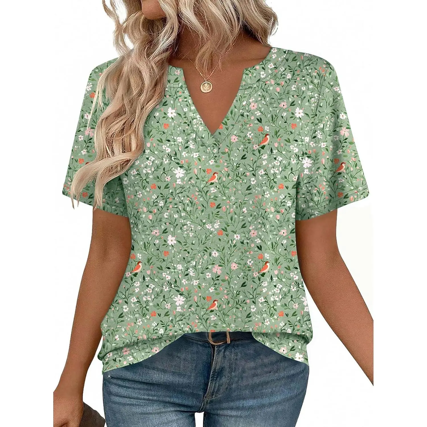 Womens Tops Short Sleeve V Neck Tee Shirts Cute Dressy Casual Clothing Business Work Blouse