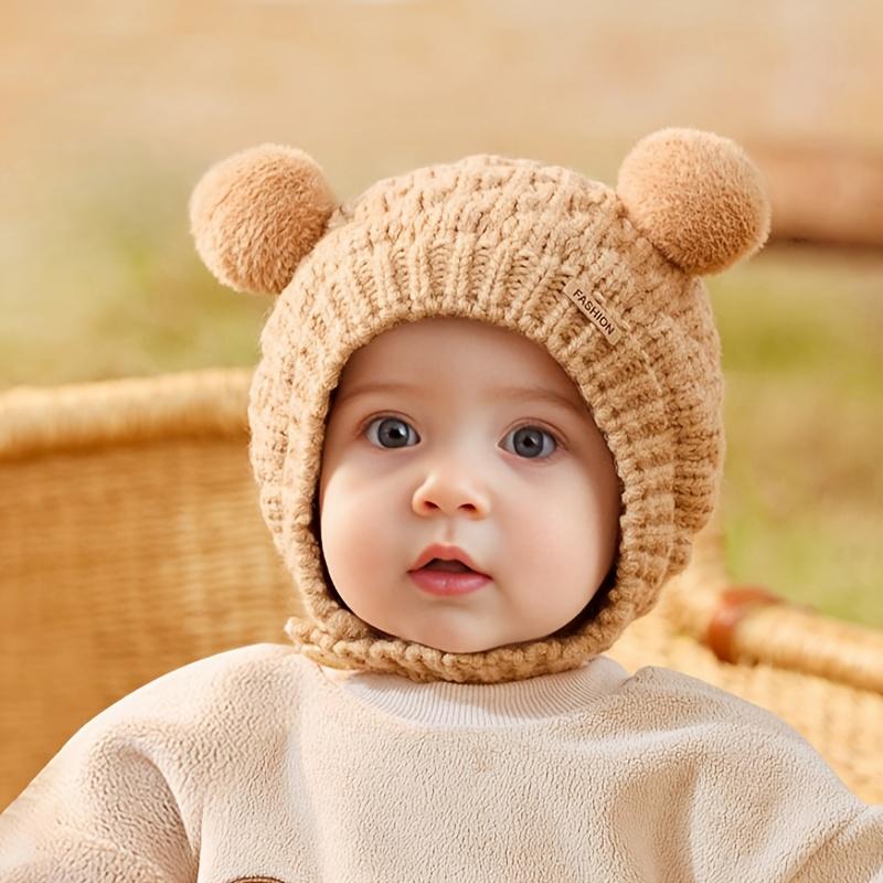 New1pc Children's Autumn Winter Baby Hat, Warm Cute Cartoon Infant Beanie for Boys and Girls, 3-12 Months, Fashionable Thickened Toddler Cap with Ear Coverage Suitable Daily Casual Outings & Activities Ideal Birthday Gift