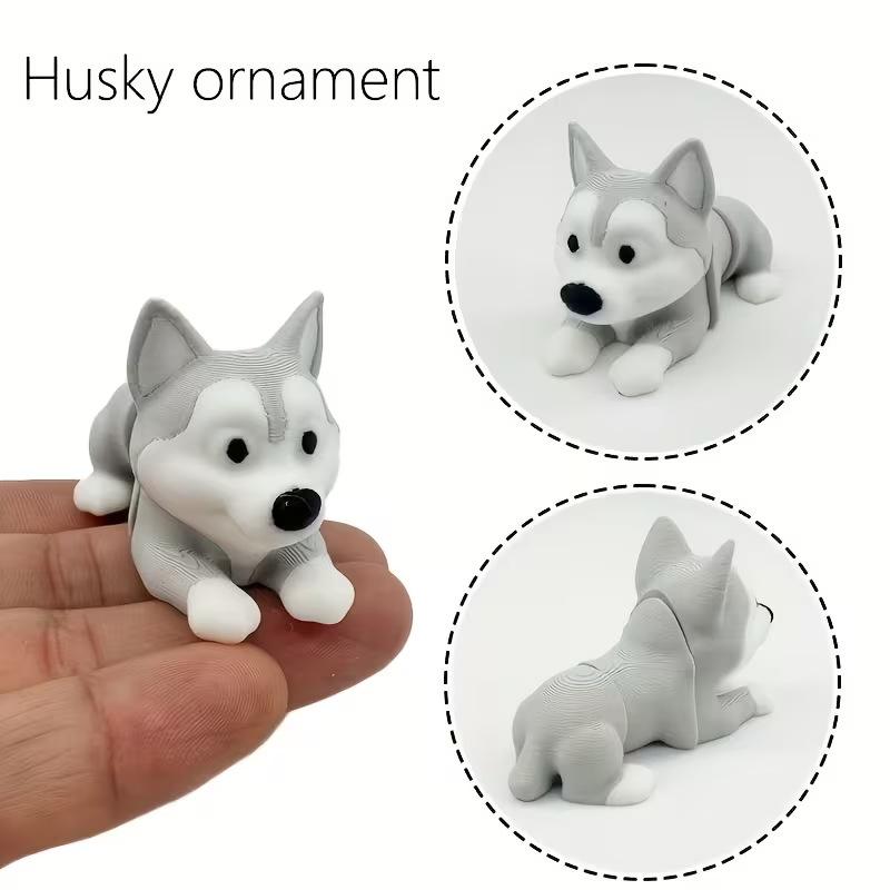 3D Printed Cute Dog Figurine Mini Desktop Ornament Pet Dog Model Decor Gift