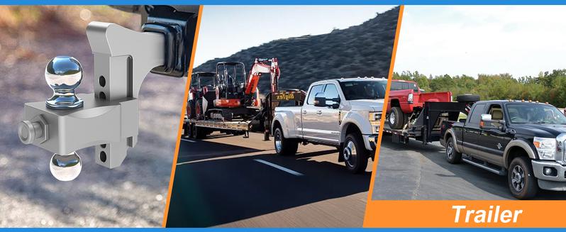 Adjustable Trailer Hitch, Drop Hitch Fits 2 Inch Receiver, GTW 21,500 LBS Aluminum Tow Hitches Dual Ball (2" x 2-5/16"), Heavy Duty Truck Hitch Ball Mount (5 Inch Drop Hitch)