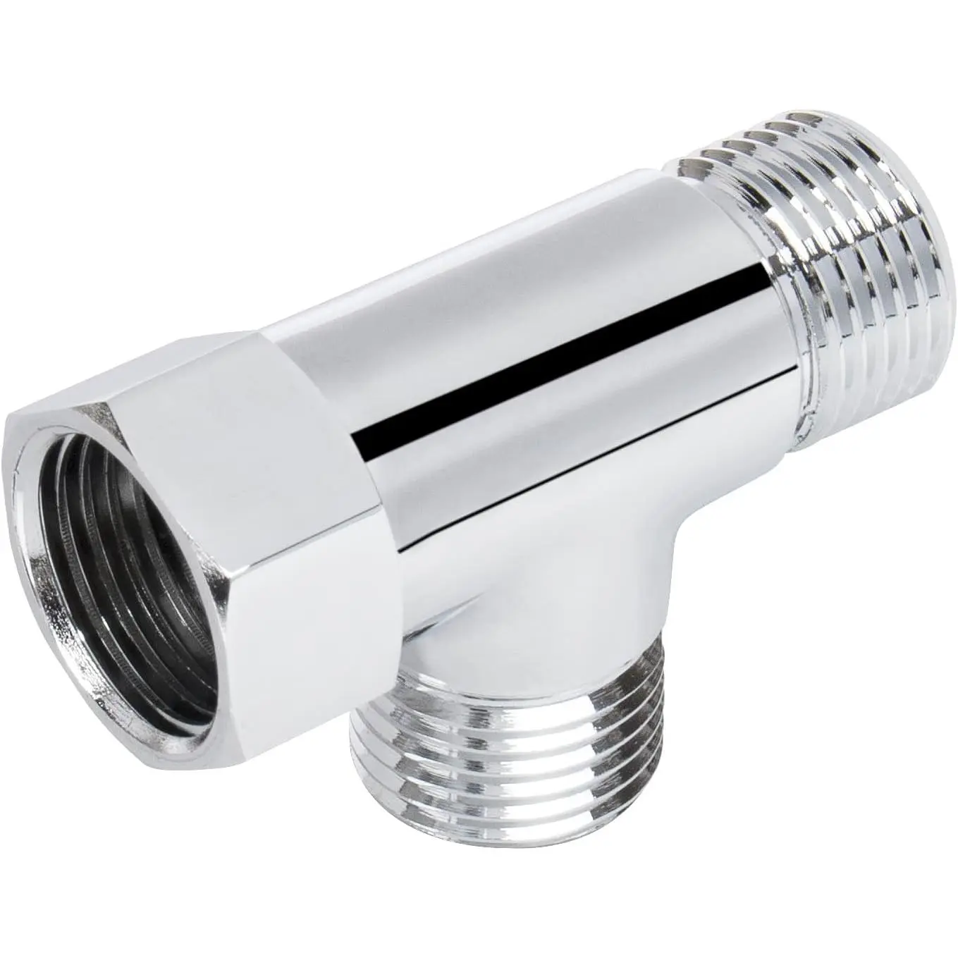 Modern Solid Brass G1/2 Thread T-Shaped 3-Way Diverter Valve - Multi-Purpose Hose Fitting Tee Adapter Connector for Angle Valve Hose, Bath Shower Arm (Chrome Finish)