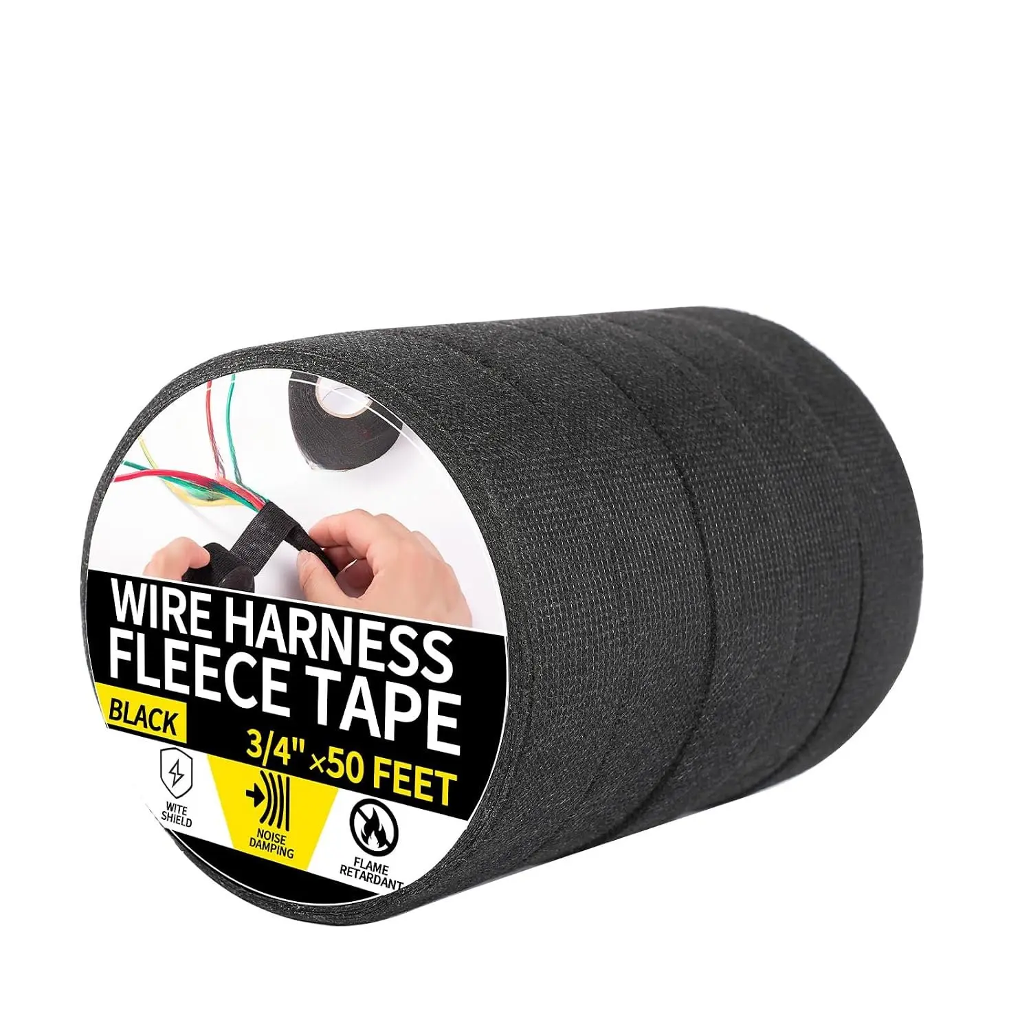 Wire Harness Tape Automotive Wiring Loom Cloth Tape 1”x50’(5 Rolls) | Black Cloth Electrical Tape, Heat Resistant Wire Loom Tape,   Wrap Protective, Wire Insulation Roll, Noise Reduction