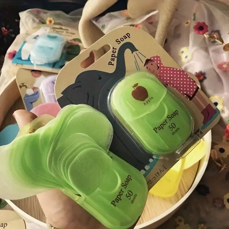 50pcs Portable Soap Sheets, Travel Soap Paper, Outdoor Camping, One-Time Use Soap, Convenient and Hygienic, Perfect for On-The-Go