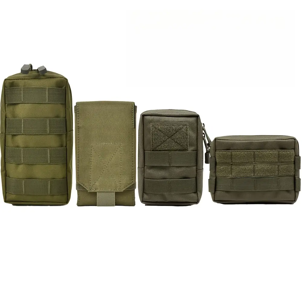 [4 Pack Molle Pouches] 4 Pack Molle Pouches, Utility Tactical Pouches and Tactical Bag Attachments, Heavy-Duty Zippered Modular Backpack Accessories