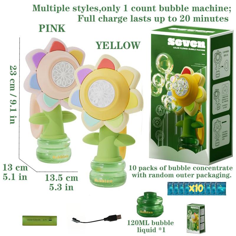 Sunflower Design Bubble Machine, Automatic Flower Bubble Maker Toy with Colorful Lights, Fun Outdoor Bubble Toy for Kids, Bubble Solution