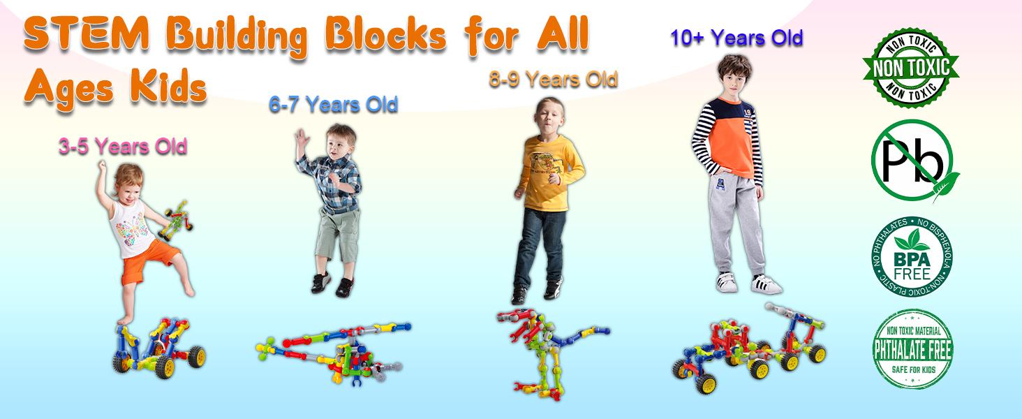 170 Pcs Building Toys for Kids Ages 4-8 with Toy Box Storage, Idea Guide, Building Blocks STEM Toys for 3 4 5 6 7 8 9 Year Old Creative Kids Activity, Christmas Birthday Gifts for Boys Girls