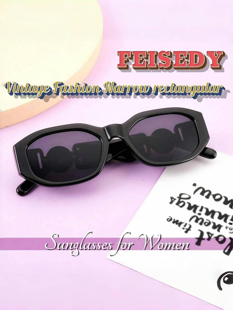 Vintage Rectangular Fashion Glasses, Unisex Y2K Style Sunglasses, Summer Beach Shades, Retro 90s Narrow Frame, Mother's Day Gift