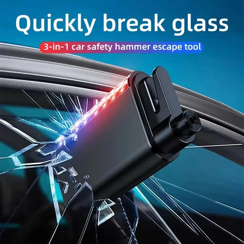 Car Safety Hammer 3 in 1, Auto Emergency Glass Window Breaker, Seat Belt Cutter, Life-Saving Lighting Function, Car Emergency Tool