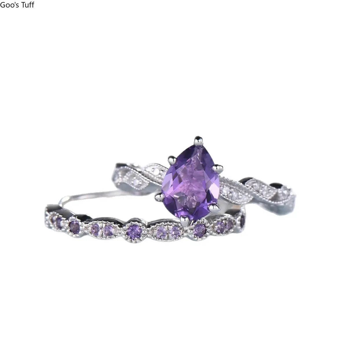 European Couple Matching Rings, Viral Ins Fashion Costume Jewelry Inlaid with Amethyst & Purple Zircon, Ideal for Anniversary & Birthday Gifting