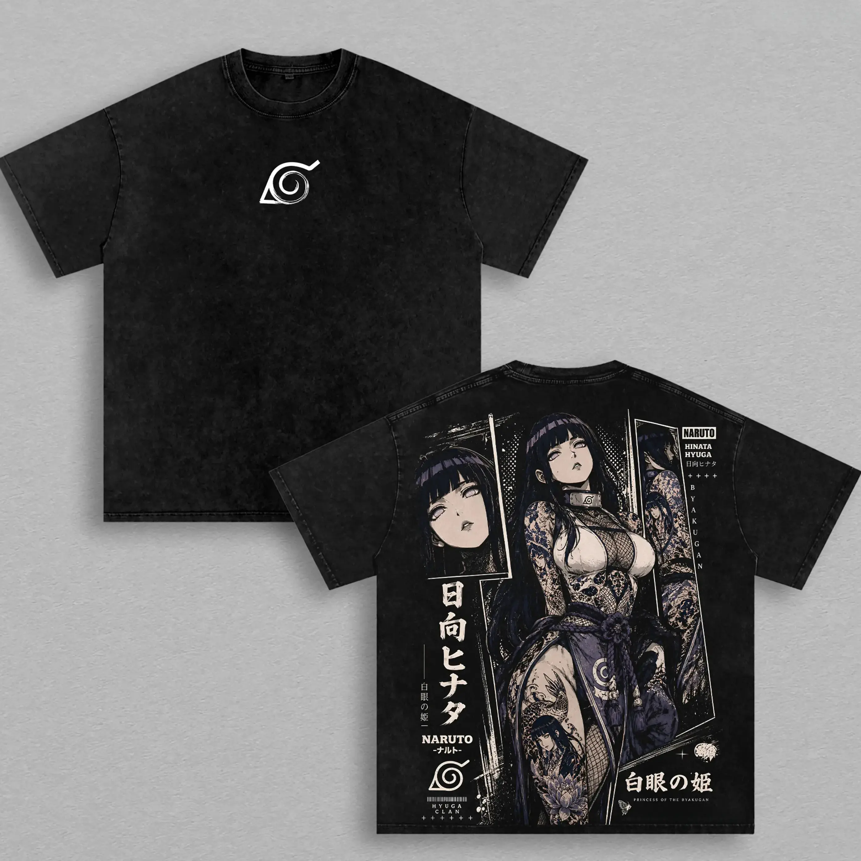 Hinata Hyuga Naruto Tee - Hinata Hyuga Vintage Washed T-Shirt |   Byakugan Princess |   Hyuga Clan Anime Manga Graphic Tee |   Heavy Cotton Unisex Oversized Streetwear Top