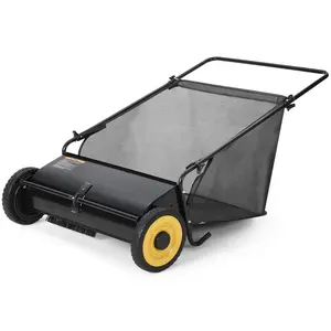 26-Inch Heavy-Duty Push Lawn Sweeper – 7 Cu. Ft. Large Grass Cutter – 4 Fast-Spinning Brushes – Adjustable Height – Durable Steel Frame & Rubber Wheels – Ideal for Leaves, Grass Clippings & Debris