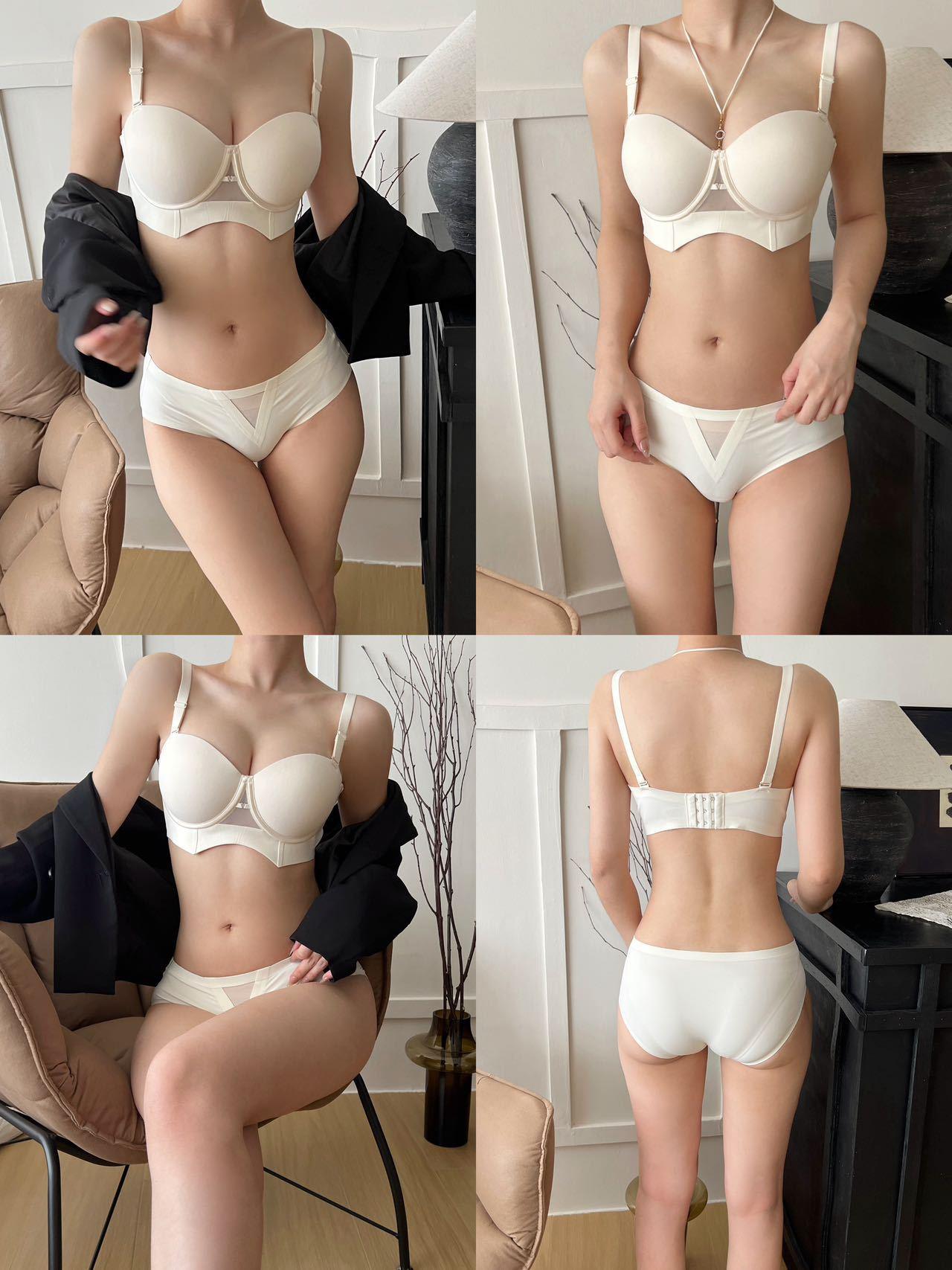 New Seamless Push Up Bra for Women Small Chest Sexy Enhancing Big Boobs Red Underwear Set for Year of the Rabbit Hanging Neck Anti-Saggy Breast Gather Lingerie