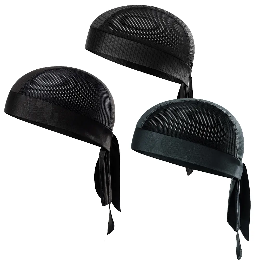 3-pack Cooling Breathable Do Rag Helmet Liner, Sweat Wicking Motorcycle Durag Skull Cap Head Wrap for Cycling Running Sports