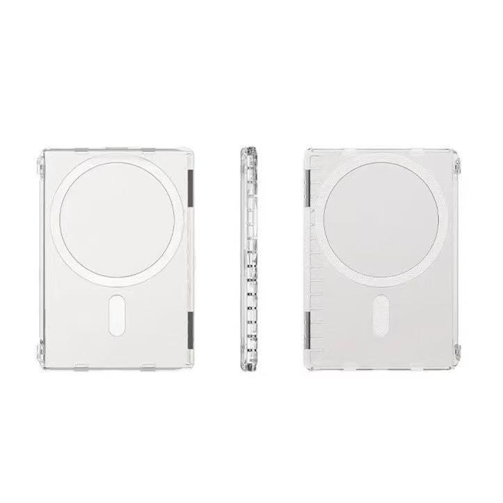 Open-style card holder for bus cards and bank cards, portable transparent PC magnetic card holder, magnetically attached to the phone