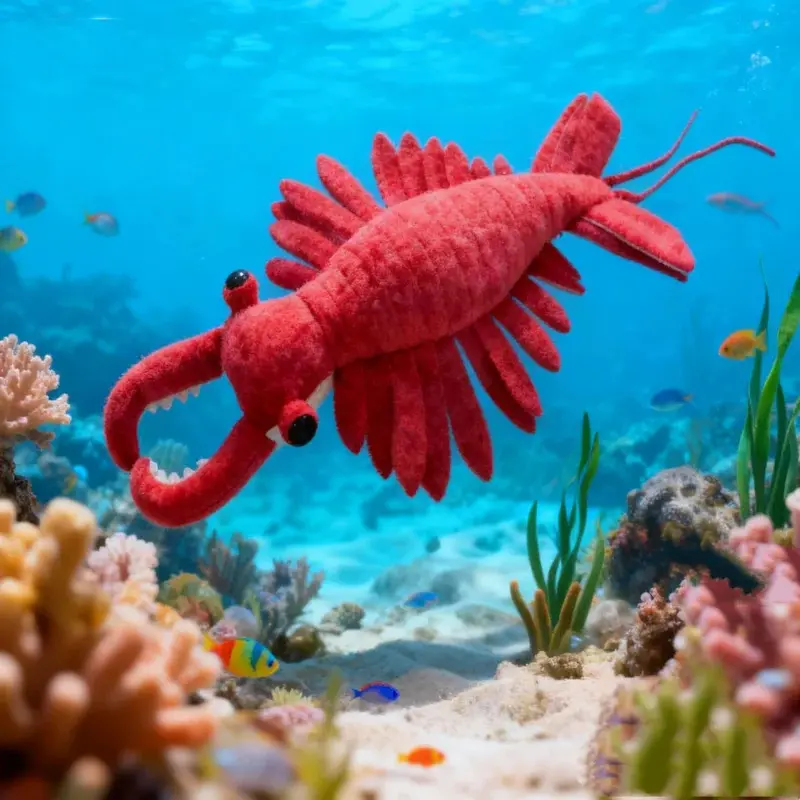Unisex 54.99cm Polyester Realistic Anomalocaris Plush Animal Stuffed Toy, Vivid Red Shrimp Doll, Fine-Detail Design, Soft Plush Stuffed Item, Ideal Christmas-Birthday Gift, Plush Animal Stuffed Toys, Soft Plush Stuffed Toys
