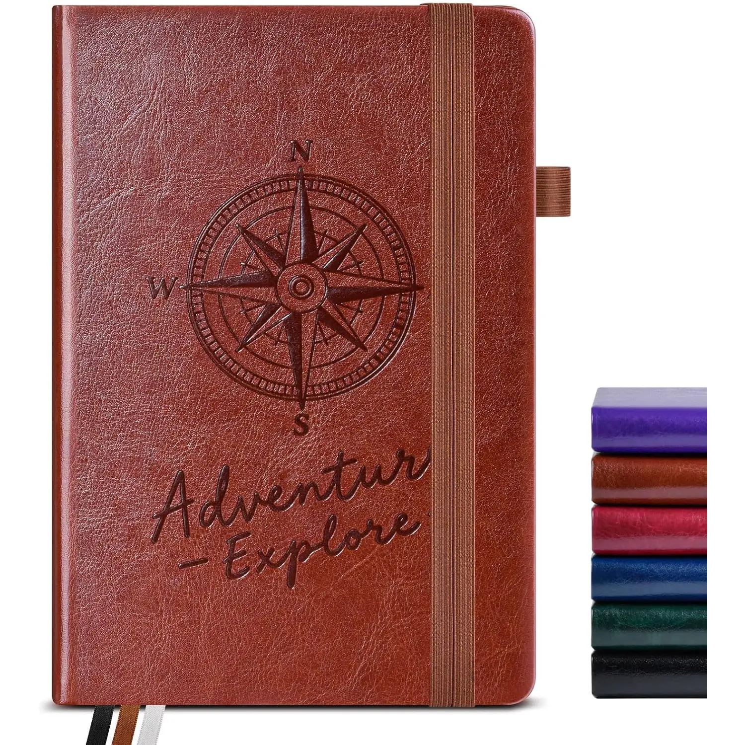 Graph Notebook for Women Men, 160 Pages Grid Paper, Graphing Notebooks for School, Work, Quad Ruled, Inner Pocket, A5 Hardcover  Leather Journals for Writing, 5.8"x8.5" (Brown)