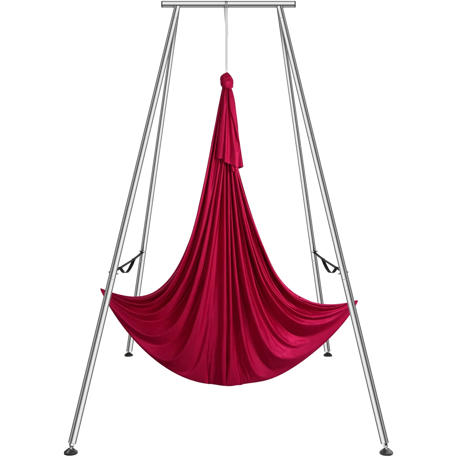 VEVOR Aerial Yoga Frame Yoga Hammock, 9.67 ft Height Professional Yoga Swing Stand Comes with 6.6 Yards Aerial Hammock, Max 551.15 lbs Load Capacity, Yoga Rig for Indoor Outdoor Aerial Yoga, Red