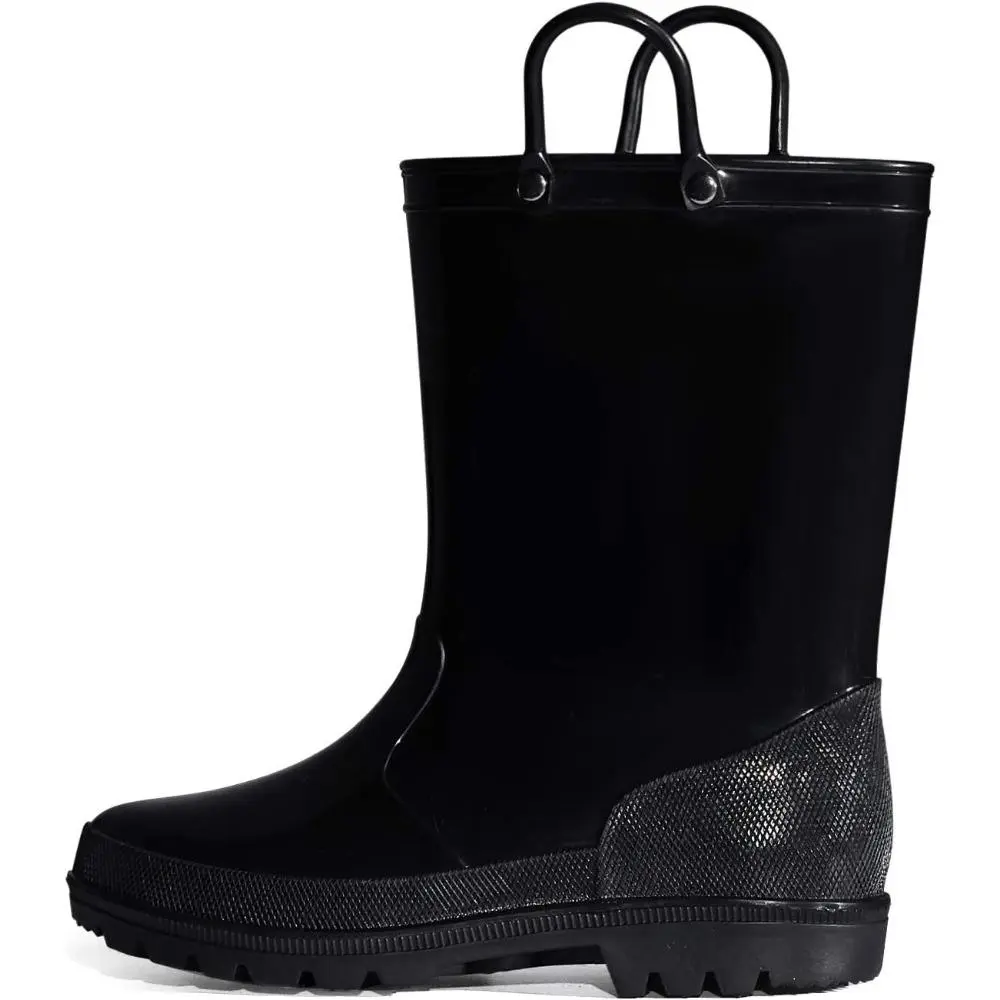 Kids' PVC Waterproof Rain Boots, Single Pair with Easy-On Handles, Lightweight Synthetic Slip-Resistant Children's Stream-Ready Outdoor Rain Shoes
