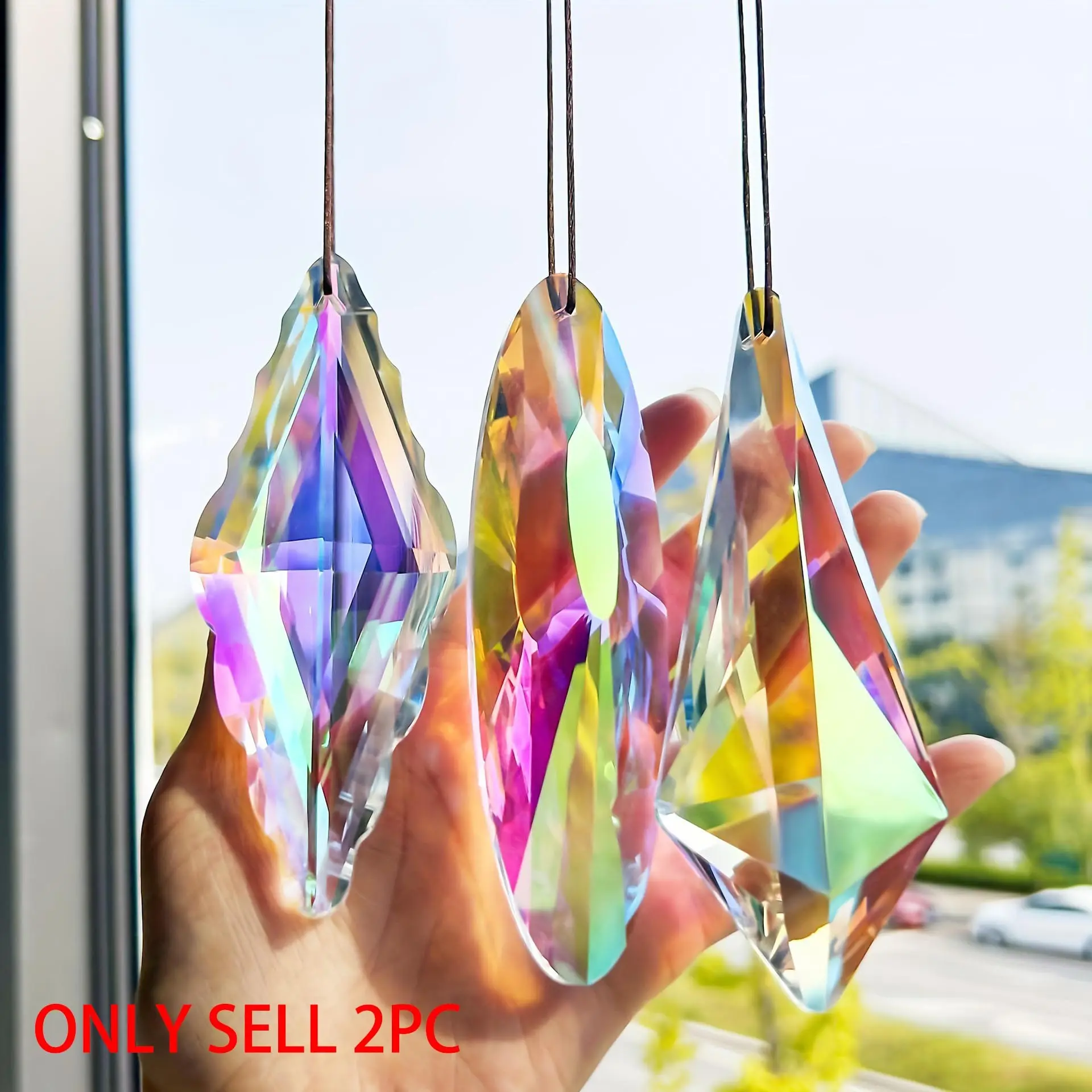 K9 Crystal Sun Catcher Set of 3, Mixed Shapes Magical Rainbow Maker, Window Hanging Decorative Ornaments, Elegant Portable Design