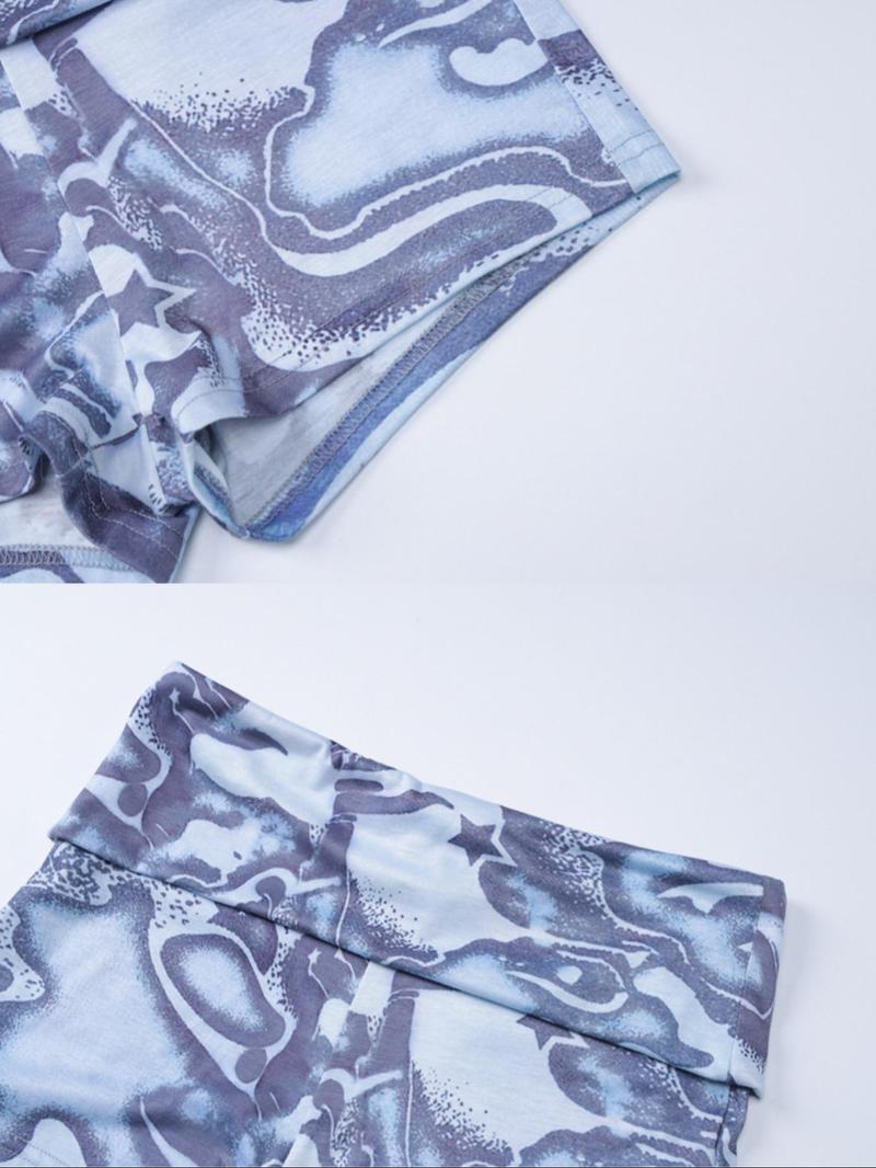 Two-piece Set Women's All Over Print  Crop Tube Top & High Waist Shorts, Fashion Casual Clothing Set  for Daily Outdoor Wear, Ladies Clothes for All Seasons