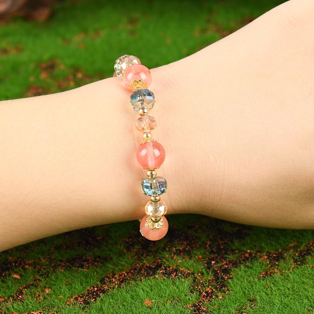 Colorful crystal lucky bracelet, suitable as a gift for a girlfriend on special occasions, blue bracelet jewelry, fashionable artificial bracelet, today's colorful block bead crystal bracelet - durable structure