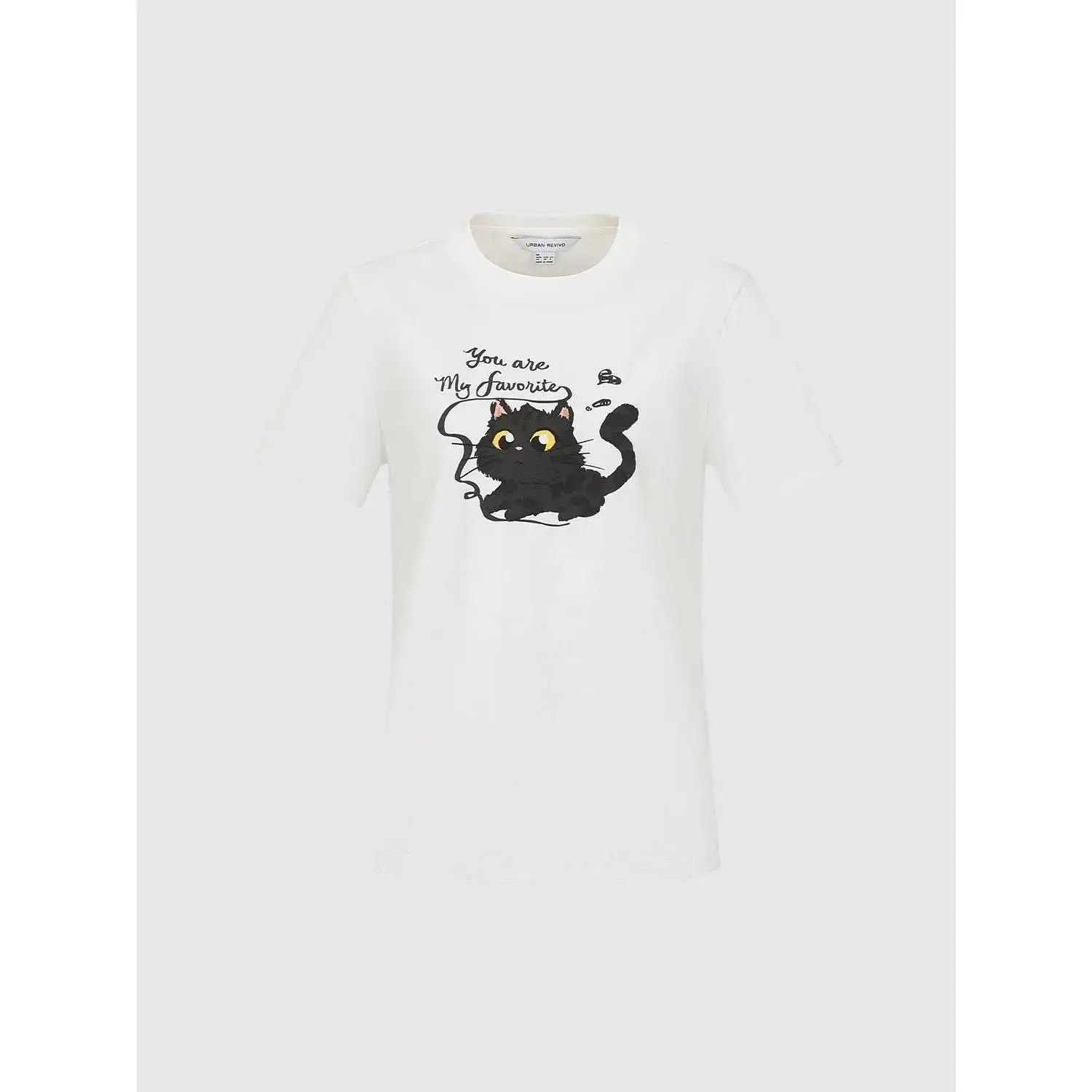 URBAN REVIVO Cotton Cat Graphic Print T-Shirt
