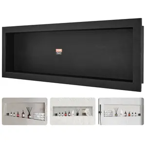 【DealsForYouDays】VEVOR Shower Niche Ready for Tile 16" x 50", Single Shelf Organizer, Square Corners Wall-inserted Niche Recessed, Sealed Protection Modern Soap Storage Niche for Shower Bathroom, Black