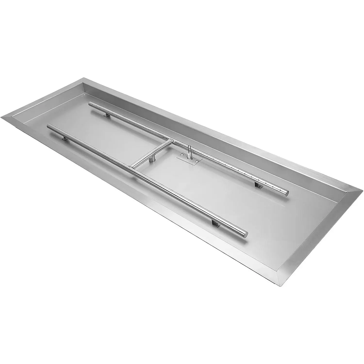 24 x 8 Inch Rectangular Drop-in Fire Pit Pan with H-Burner, | Gas Fire Pit Insert for DIY Fire Table, 304 SS, 90,000 BTU Max