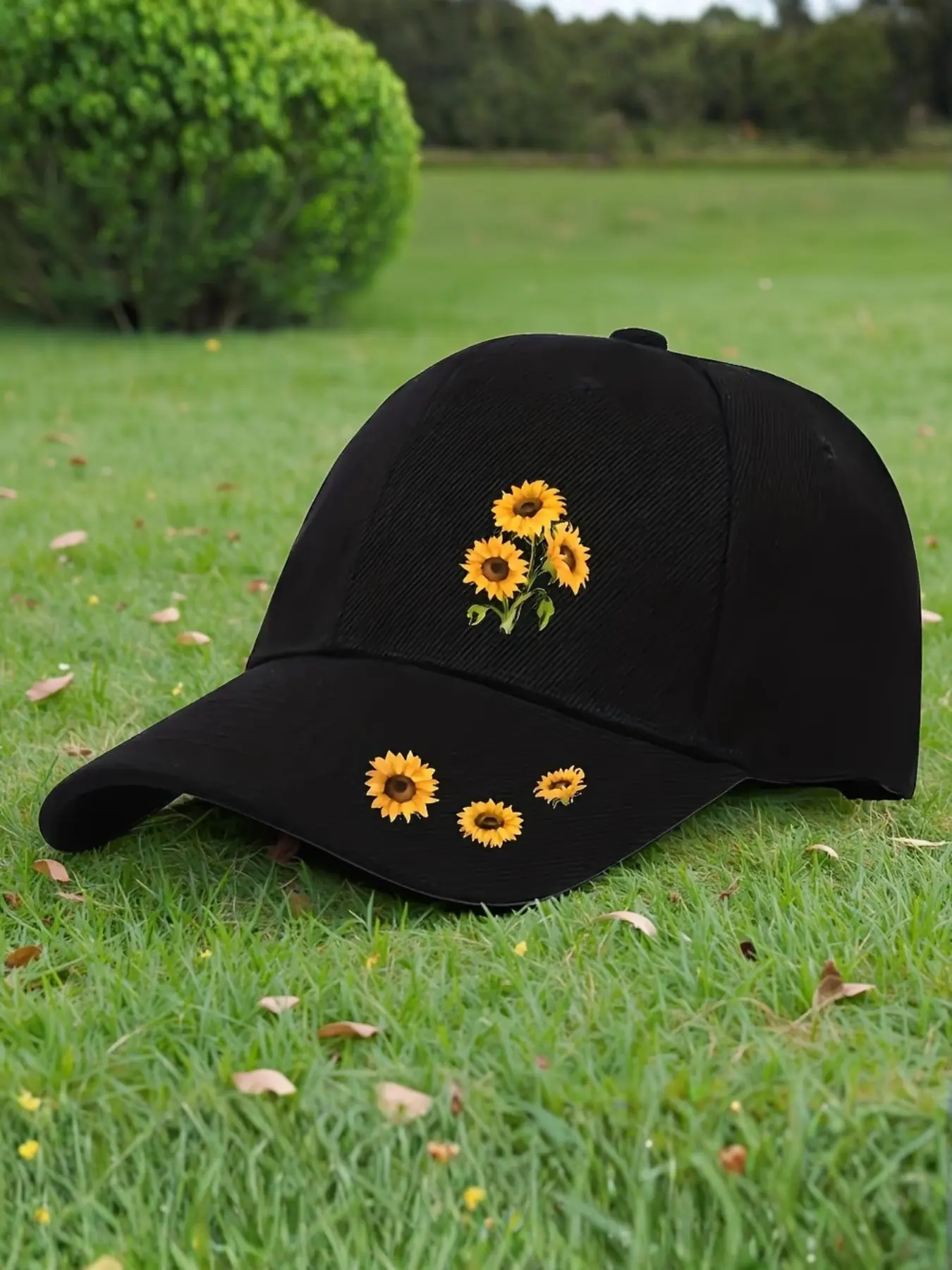 Sunflower Pattern Baseball Hat, Unisex Adjustable Street Style Cap, Casual All-Season Headwear, Perfect for Daily Wear and Gifts