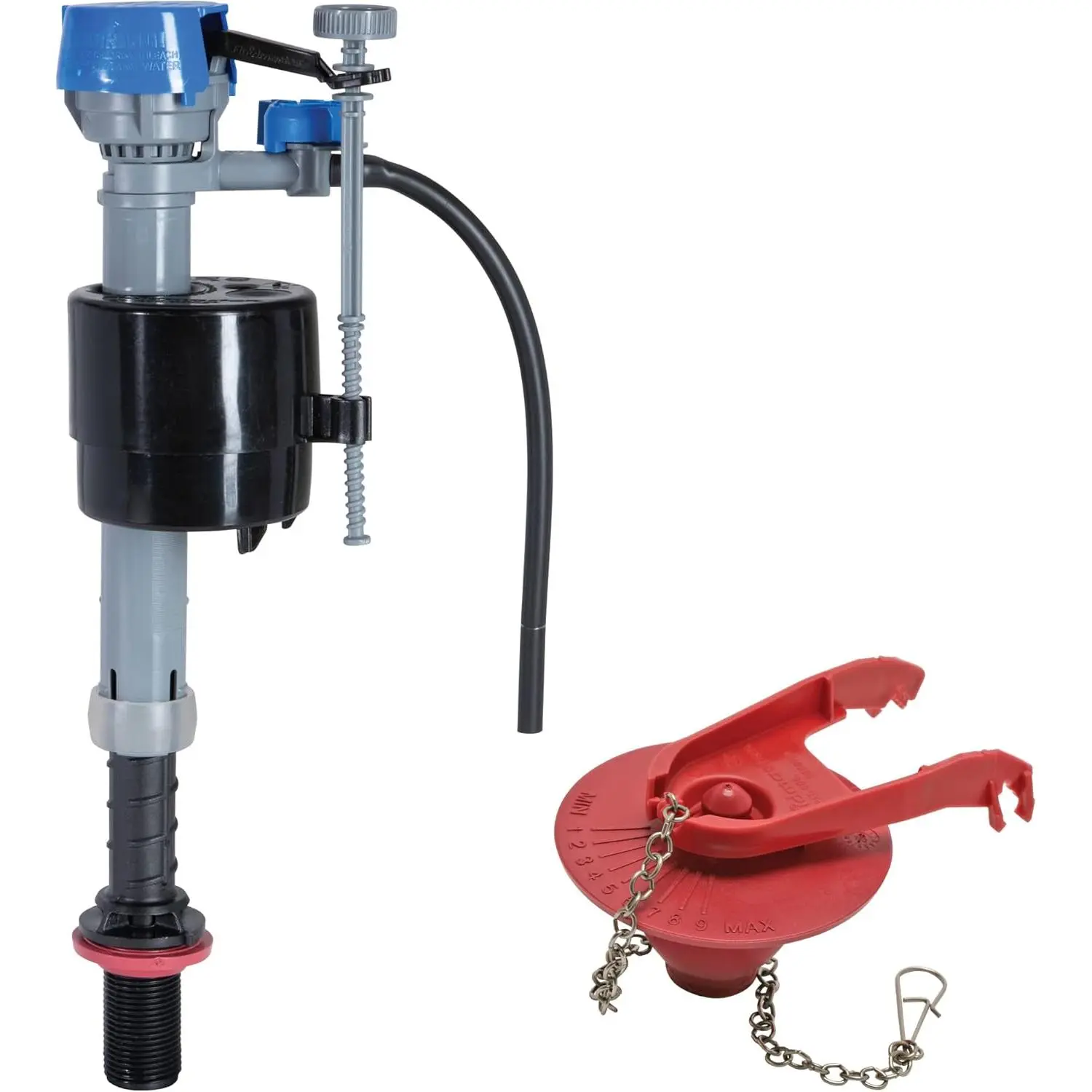 Toilet Fill Valve with Adjustable Flapper Kit, High Performance Toilet Repair, 2-Inch