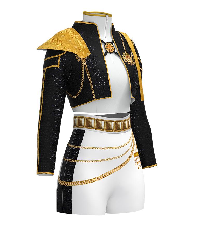 K-Pop Demon Slayer Cosplay Costume Anime Two-Dimensional Stage Performance Costume Zoe Rumi Cosplay Outfit KPop Demon Hunter Costume 2-Piece Set: Halloween Embroidered Jacket and Plaid Skirt, Dance Performance (All Patterns Are Printed) Womenswear Clothes