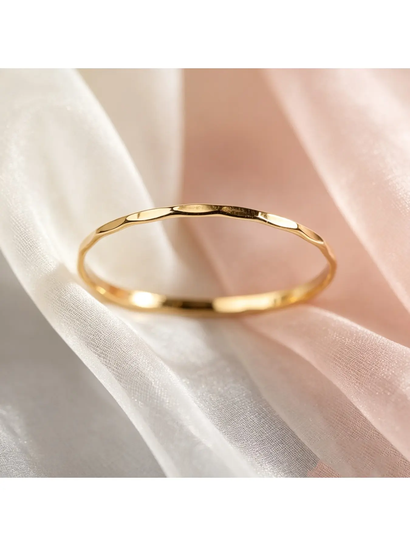 Hammered Faceted Ultra-thin Plain Gold Band Minimalist Soft Statement Ring, Slim Promise Ring, Simple Anniversary Ring, Lightweight Dainty Jewelry for Valentine Dates, Christmas Gifts and Daily Multi-layer Commute Stacking Looks Gifts