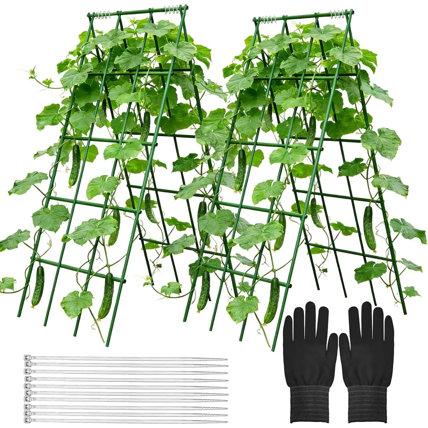 Heavy Duty Cucumber Trellis,2 Pack,No Assembly Garden Trellis for Climbing Plants Outdoor,Cucumber Trellis, A-Frame Vegetable Frame,Vegetables Peas Beans Squash Cucumber