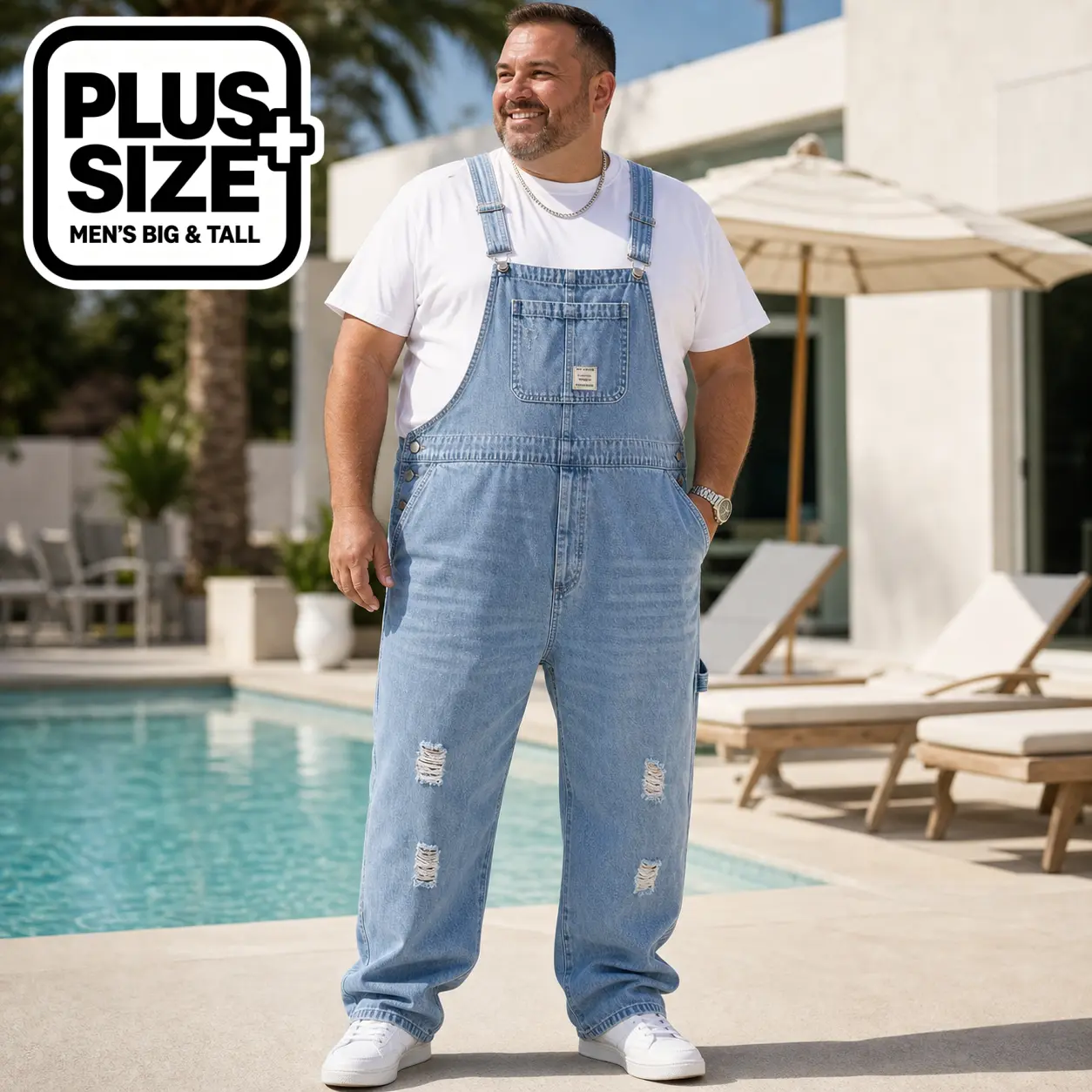 Men's Big and Tall Denim Overalls Distressed Cargo Jumpsuit Premium Cotton Blend Baggy Workwear Romper for Plus Size Men Daily Casual Streetwear Outdoor Camping,style,all-season,relaxed,,fit,campus,comfortable,plain,flanel, Zipper, Polyester, Menswear, Fa