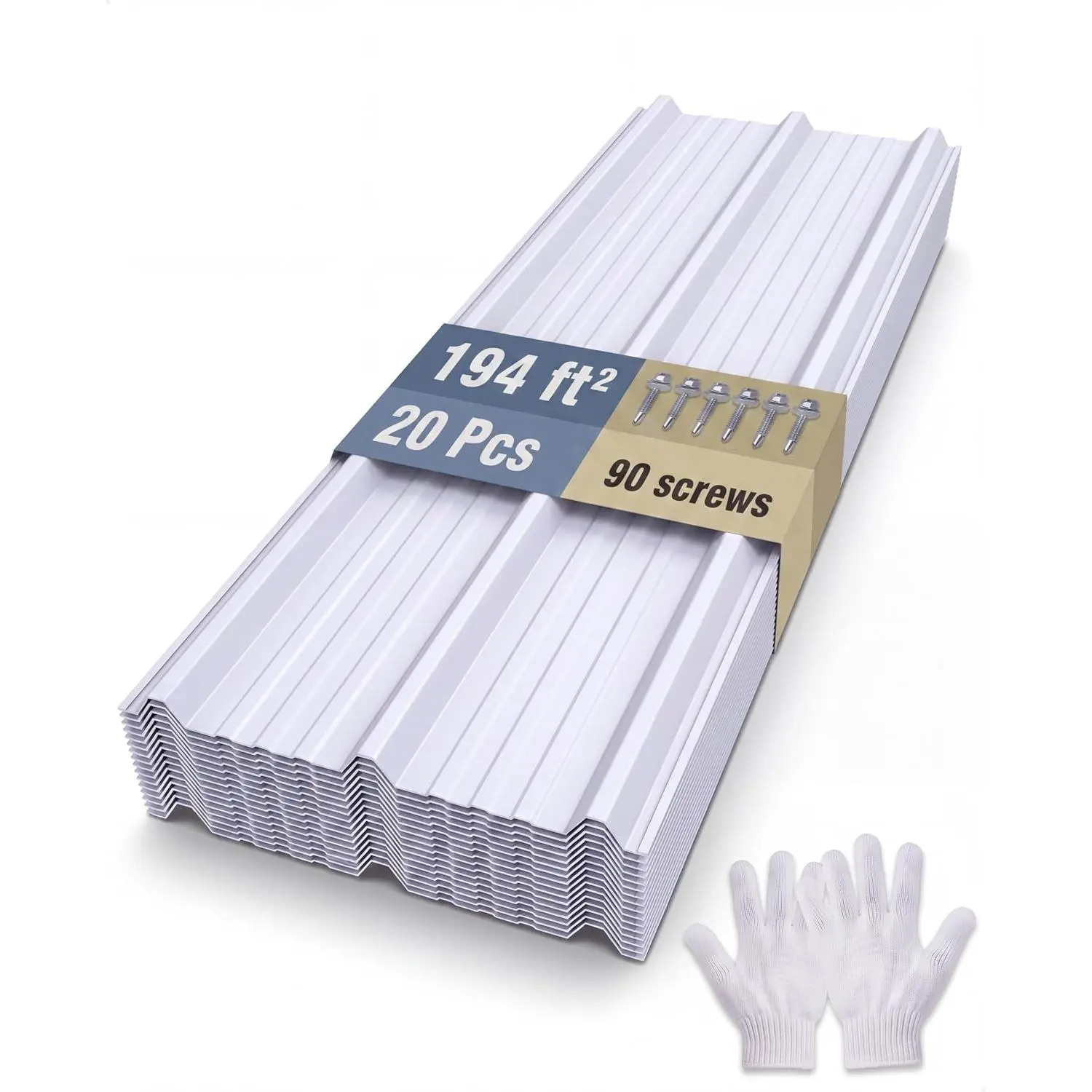 195 sq ft Ribbed Metal Roofing Panels, 70.9" x 19.8", 20 Pcs – 29 Ga. Galvanized Steel Corrugated Sheets with Anti-Siphon Groove & Purlin Leg for Carports, Chicken Coops & Stables