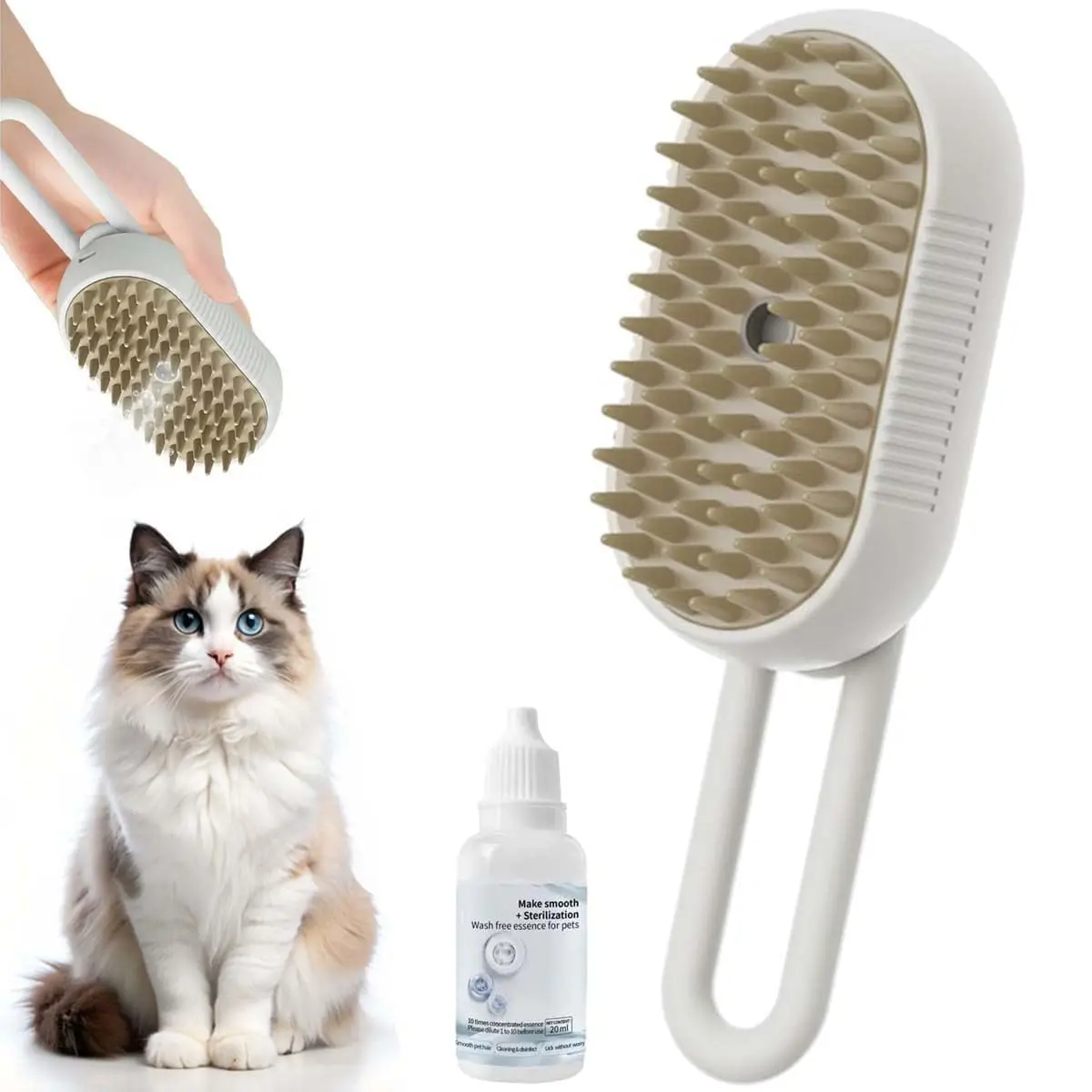 Steam Brush 3-in-1, Rechargeable Anti-Static   Tool with Vibration Massage, Professional Shedding & Detangling Comb for Dogs & Cats(1pc Brush+wash Free  for Pets)