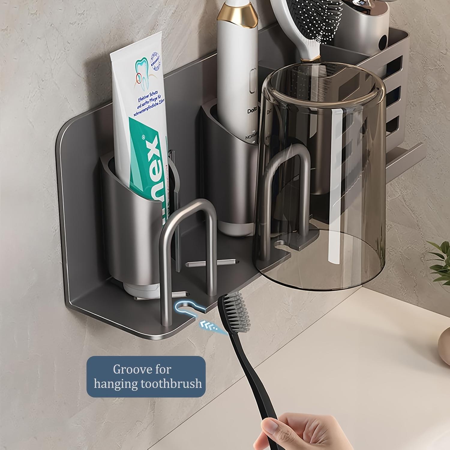 Wall Mountable Aluminum Electric Toothbrush Holder, Toothbrush and Toothpaste Holder, Razor Holder for Shower, No Cup, Use Without Electricity, for Bathrooms