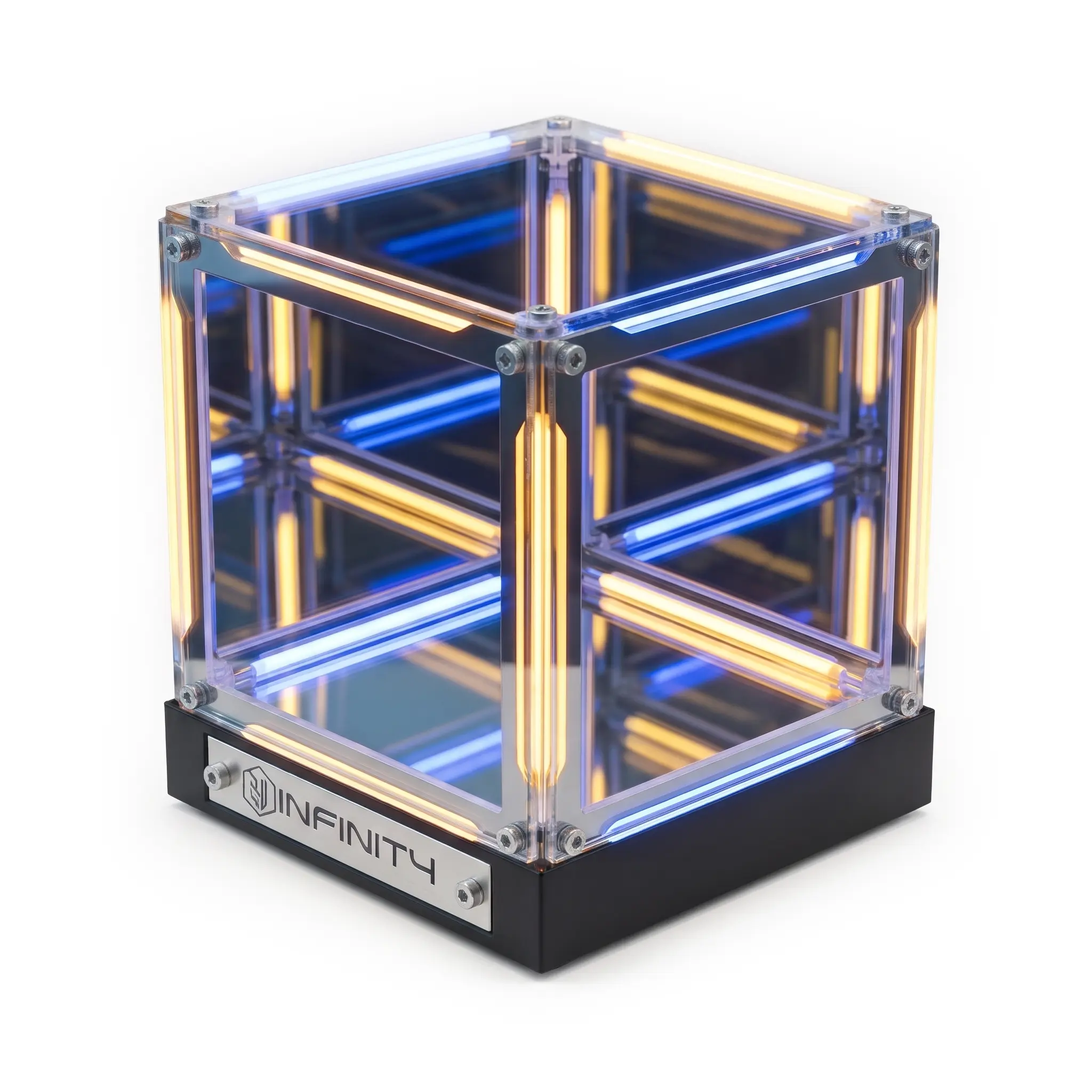 4D RGB Infinity Mirror Cube Light - Wireless Rechargeable 2000mAh Abyss Lamp, Touch Dimmable Sci-Fi LED Tunnel, Accent Lighting Led Mood Light for Bedroom, Quirky Unique Cool Gifts (Room Accessories)