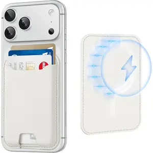 Strongest Magnetic Card Holder for Magsafe Wallet for iPhone 17 iPhone 16/15/14/13/12 Series, Leather Magnetic Phone Wallet with Powerful Magnets, RFID Blocking, Fit 4 Cards, Milky White