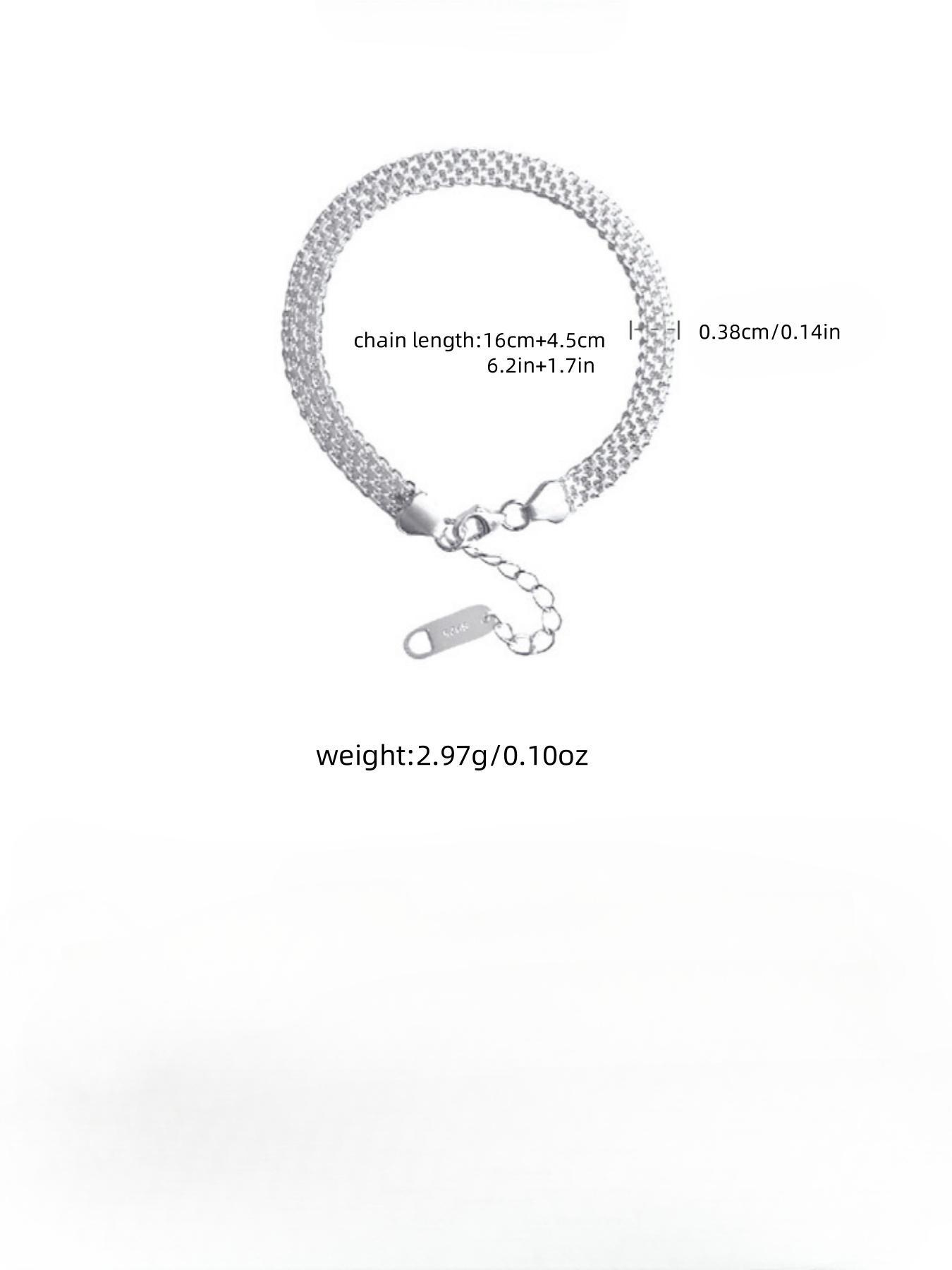 S925 Sterling Silver Mesh Braided Bracelet, Fashionable Jewelry for Women & Men, Trendy All-match & Exquisite Jewelry for Birthday Gift