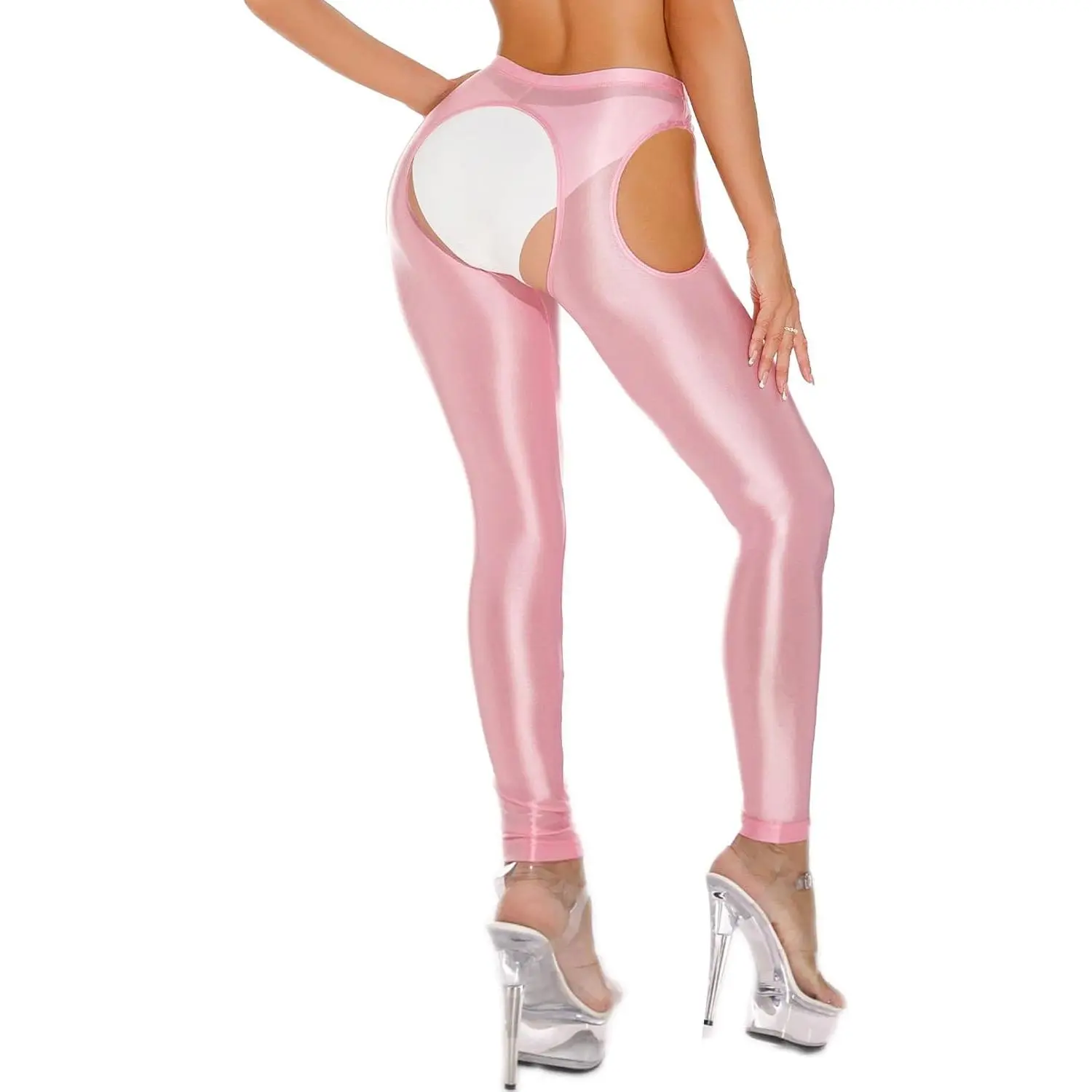 Mens Shiny Thigh Leggings Sheer Oil Glossy Pantyhose for Bold Man Romantic Date Rave Nights