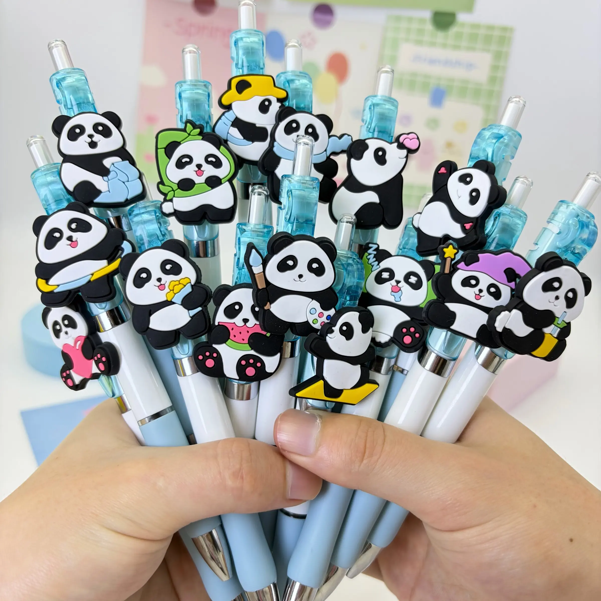 15/20/30pcs Panda Retractable Neutral Pens, 0.5mm Ink, Smooth Writing Stationery, School Office Use, Panda Lovers Gift, Random Patterns