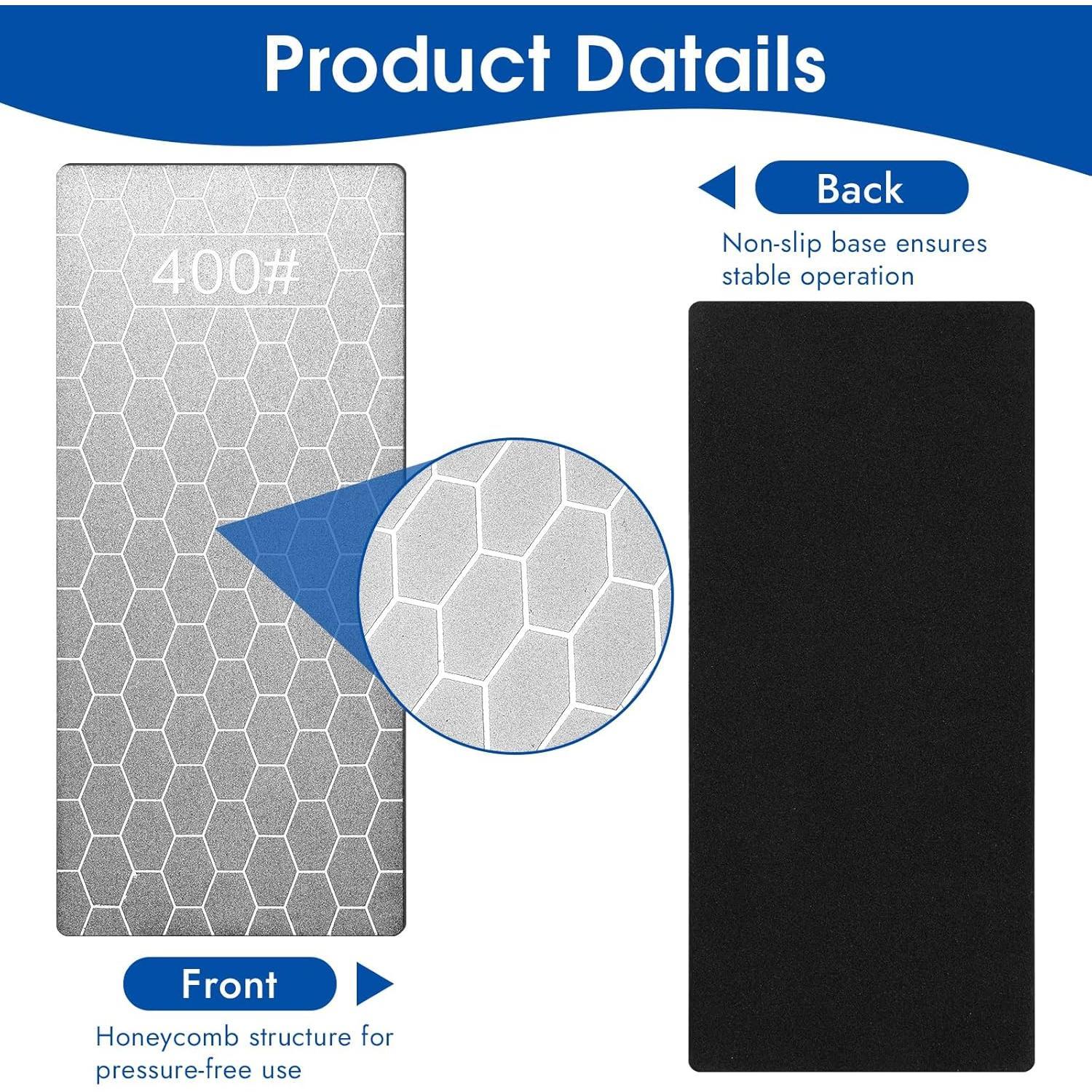 5 count  Sharpening Stone,  Sharpening Plate, Double-Sided Sharpening Plate Honing Stones with Coarse Plate and Non-slip Base for ,  400/600/800/1000/1200 Grit