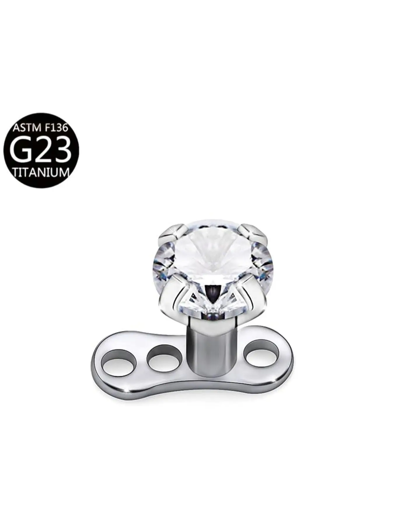 1pc Titanium Alloy Microdermal Anchor with Round & Heart Zirconia Elegant Minimalist Hypoallergenic Dermal Piercing Jewelry