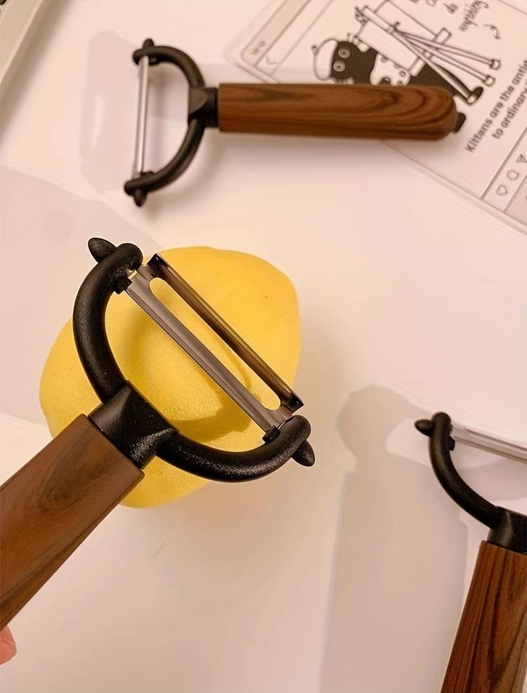 Multi-Use Vegetable Fruit Peeler - Vintage Faux Wood Grain, Sharp Stainless Steel Blade, Ergonomic Handle | Peels Potatoes, Apples, Carrots, Dishwasher Safe | Gift-Worthy Home Cooking Tool