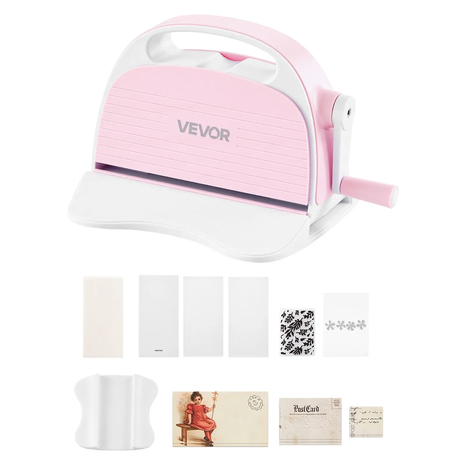 【Summerfinds】VEVOR Manual Die Cutting and Embossing Machine, 3" Opening, Portable Die Cut Machine Set with Cutting Dies, Embossing Folders, Paper Sheets, Cutting Plates, for Scrapbooking, Card Making, Crafting