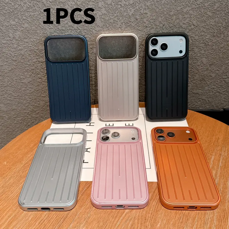 Metal suitcase-style phone case for iPhone 17 Pro Max; drop-proof, scratch-resistant, protective case, compatible with 17/16/15/14/13 inches, durable design.