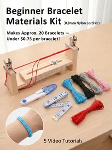 5-Color Braided Bracelet Kit, DIY Craft Supplies, Includes Tools for 20 Finished Bracelets, 5 HD Video Tutorials, Ideal for Beginners
