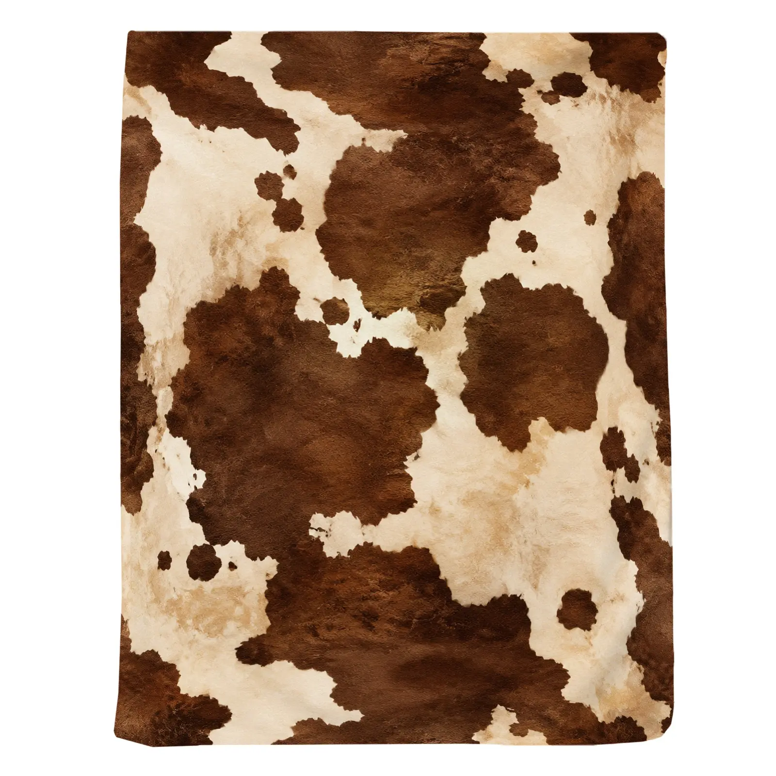 1pc Brown Cowhide Pattern Blanket, Rustic Farmhouse Style, Distressed Texture with Bold Print Design, for Living Room Couch Farmhouse Decor and Cozy Home Accents